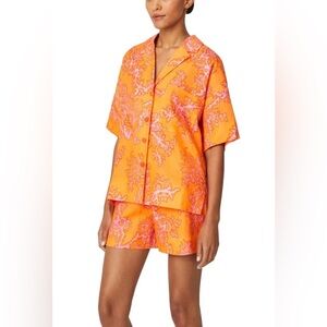 RHODE Linen Kamala Shirt -Short  Coral Reef